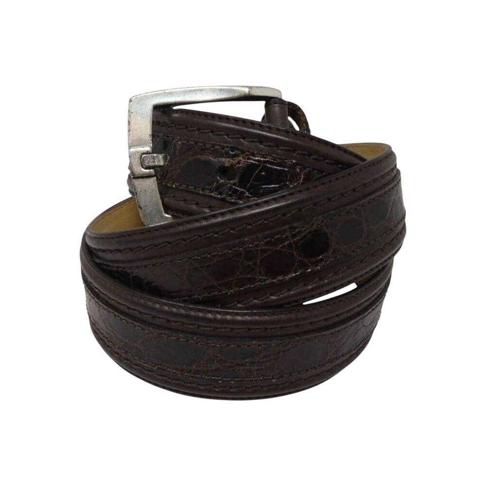 Mezlan Brown Genuine Crocodile Leather Mens Belt